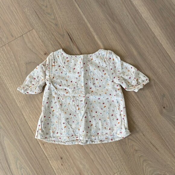 OshKosh Kids Girls Floral Three Quarter Sleeve Peasant Shirt with Lace Size 18M - Picture 3 of 7